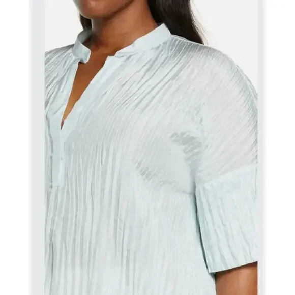 $325 VINCE Crushed Silk Top Blouse | Womens Size L, Sky Blue NEW! - Picture 3 of 8